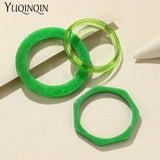 3PCS/Set Resin Acrylic Bangles Colorful Bracelets Punk Jewelry