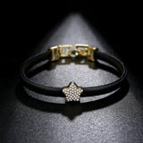 Gold Leather Bracelet with Star Beads Charm