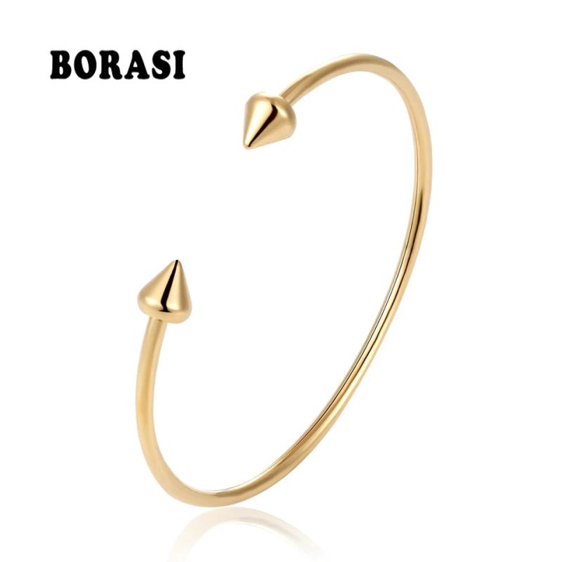 BOBASI Triangle Charm Cuff Bracelet Stainless Steel Bangle