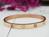 Classic Heart Cuff Bangle Stainless Steel Rhinestone Bracelet
