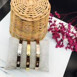 Classic Heart Cuff Bangle Stainless Steel Rhinestone Bracelet