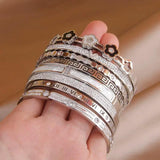 Stainless Steel Flower Charm Bracelet Crystal V Bracelet