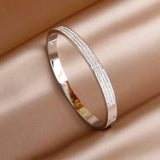 Stainless Steel Flower Charm Bracelet Crystal V Bracelet