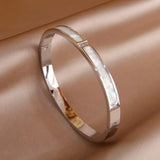 Stainless Steel Flower Charm Bracelet Crystal V Bracelet