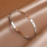 Stainless Steel Flower Charm Bracelet Crystal V Bracelet