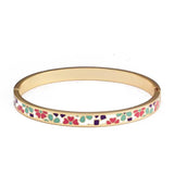 Flower Plated Cuff Sporty Bangles Enamel Women Girls Party Wedding Charm Bangle