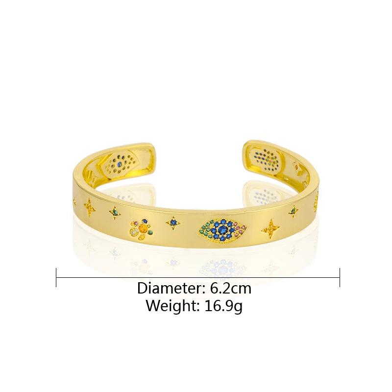 Zircon Charm Bangle Evil Eye Cuff Bracelet Wedding Gift