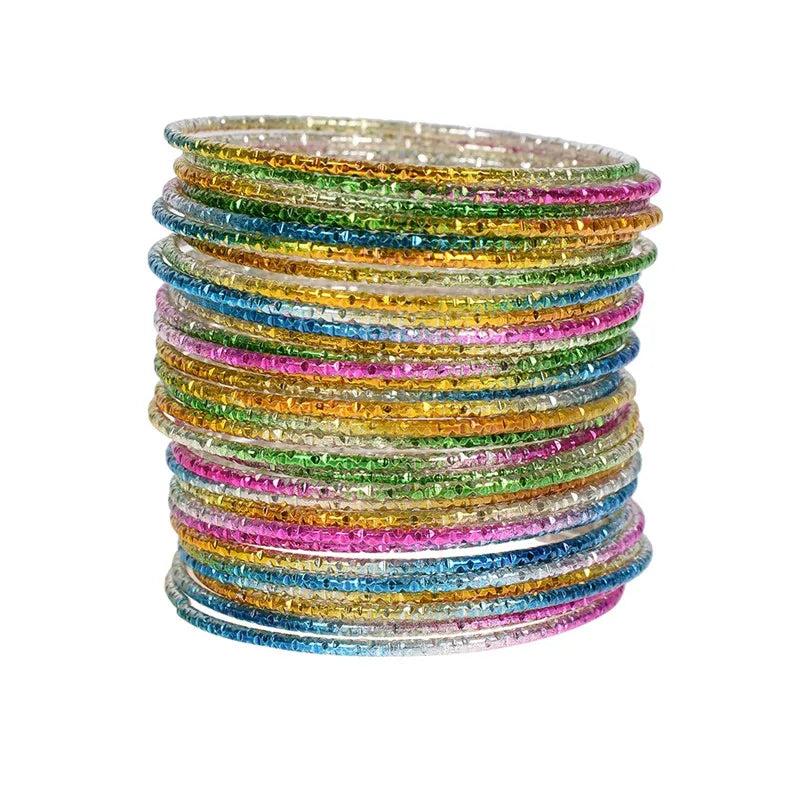 50pcs Colorful Alloy Thin Circle Bangle Bracelet for Children