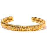 Stainless Steel Star Moon Sun Cuff Bracelet Bangle 18K Zircon Charm