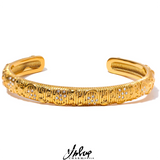 Stainless Steel Star Moon Sun Cuff Bracelet Bangle 18K Zircon Charm