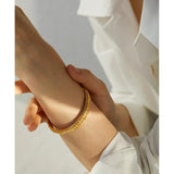 Stainless Steel Star Moon Sun Cuff Bracelet Bangle 18K Zircon Charm