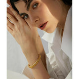 Stainless Steel Star Moon Sun Cuff Bracelet Bangle 18K Zircon Charm