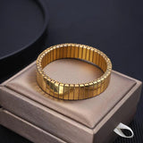 Chunky Glossy Elasticity Strap Stainless Steel Bracelet Bangle For Women