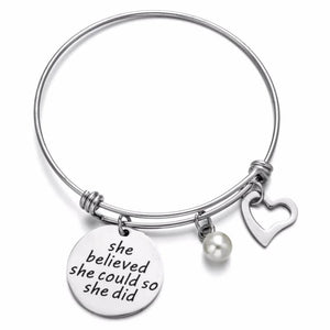 She Believed She Could So She Did Bangle Bracelet