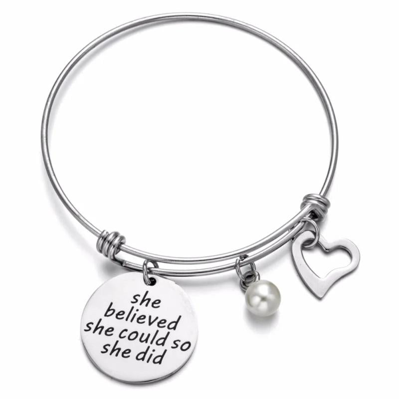 She Believed She Could So She Did Bangle Bracelet