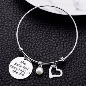She Believed She Could So She Did Bangle Bracelet