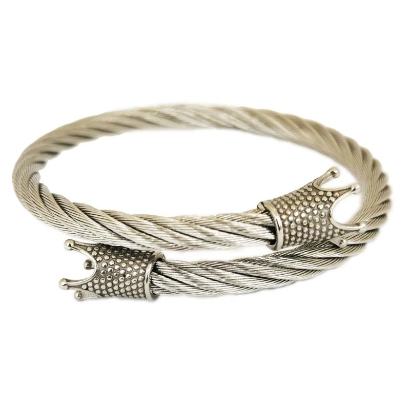 Men Steel Roman Numeral Bracelet Crown Charm Geometry Pulseiras Set