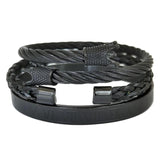Men Steel Roman Numeral Bracelet Crown Charm Geometry Pulseiras Set
