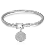 Titanium Steel Round Horseshoe Clasp Jesus Charm Bracelet