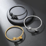 Men Stainless Steel Wolf Charm Bangle Set Wristband