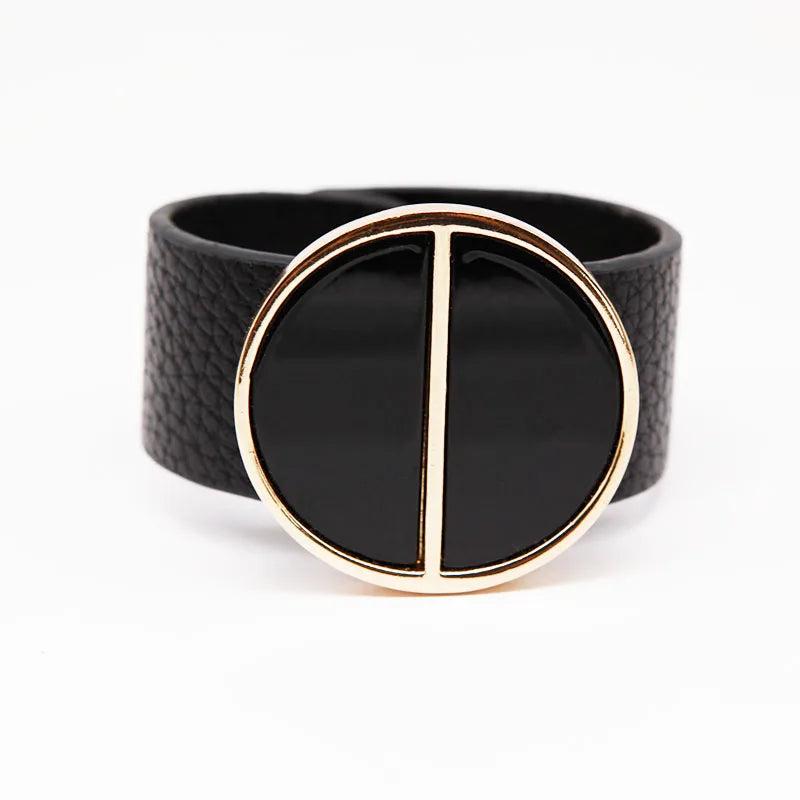 Adjustable Big Leather Charm Bracelet for Women