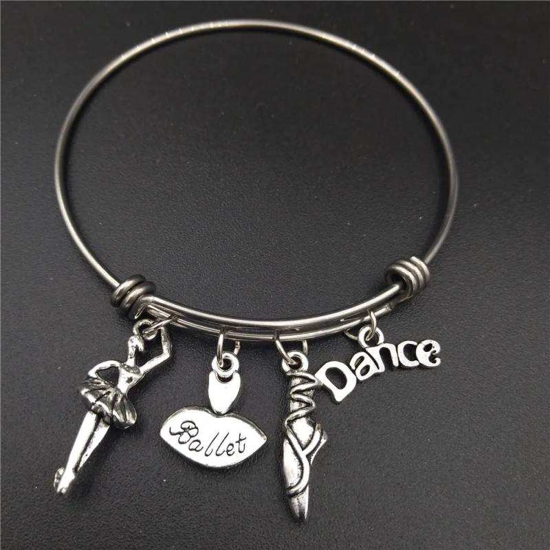 Ballerina Love Ballet Jewelry Stainless Steel Bangle Bracelet