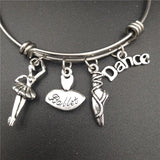 Ballerina Love Ballet Jewelry Stainless Steel Bangle Bracelet