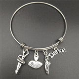 Ballerina Love Ballet Jewelry Stainless Steel Bangle Bracelet