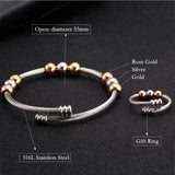 Chain Link Men Women Charm Beads Bangles Top Stainless Steel Open Cuff Bracelets
