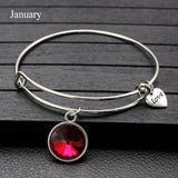 5Pcs Crystal Birthstone Bangle Bracelet Charm Expandable Bracelet Gift