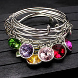 5Pcs Crystal Birthstone Bangle Bracelet Charm Expandable Bracelet Gift