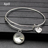 5Pcs Crystal Birthstone Bangle Bracelet Charm Expandable Bracelet Gift