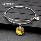 5Pcs Crystal Birthstone Bangle Bracelet Charm Expandable Bracelet Gift