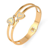 Stainless Steel Heart Bracelet Women Bangle Rose Charm Jewelry