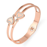 Stainless Steel Heart Bracelet Women Bangle Rose Charm Jewelry