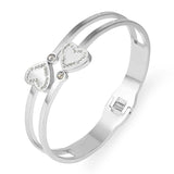Stainless Steel Heart Bracelet Women Bangle Rose Charm Jewelry