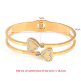 Stainless Steel Heart Bracelet Women Bangle Rose Charm Jewelry