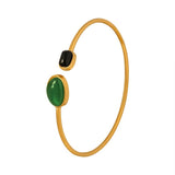 Agate Stone Charm Bangle Stainless Steel Thin Jewelry