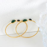 Agate Stone Charm Bangle Stainless Steel Thin Jewelry
