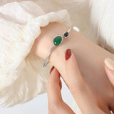 Agate Stone Charm Bangle Stainless Steel Thin Jewelry