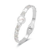 Crystal CZ Zircon Charm Beads Roman Numerals Wristband Bangles For Women