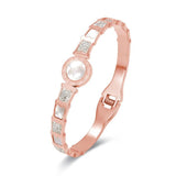 Crystal CZ Zircon Charm Beads Roman Numerals Wristband Bangles For Women