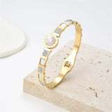 Crystal CZ Zircon Charm Beads Roman Numerals Wristband Bangles For Women