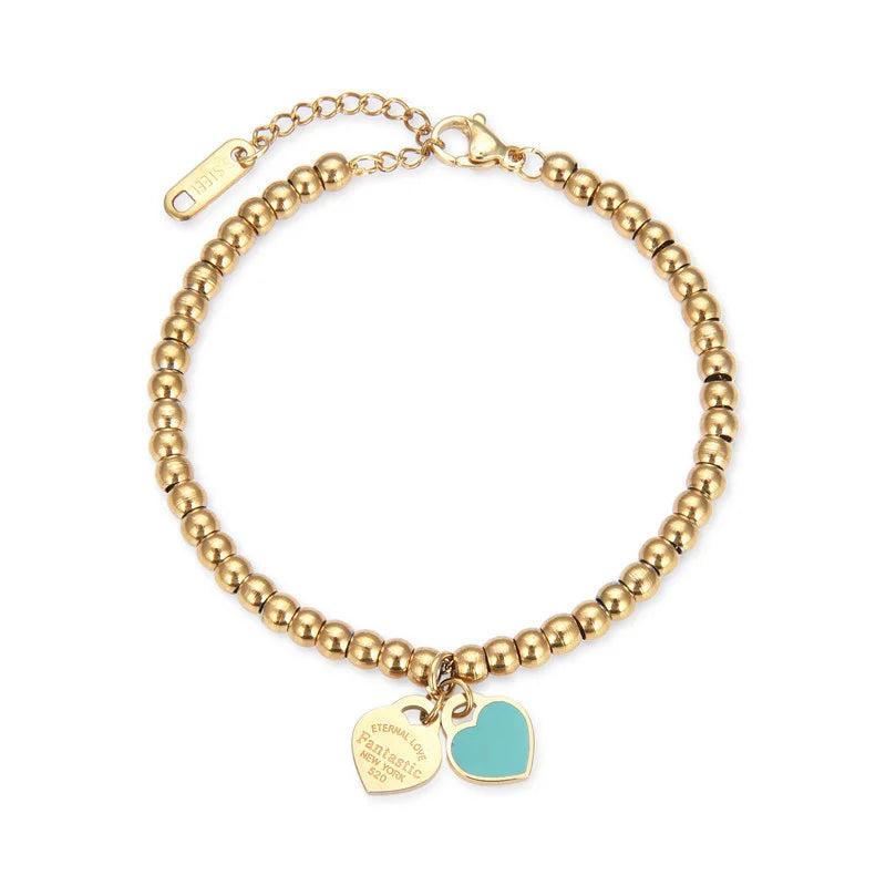 Colorful Heart Bracelet For Women, Stainless Steel Friendship Jewelry