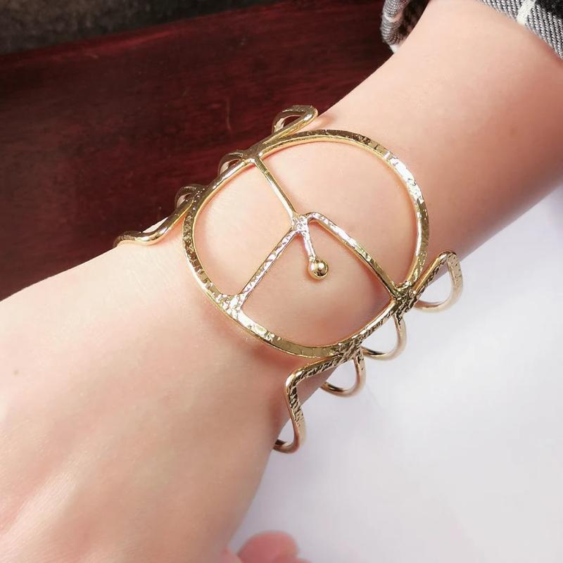 Bohemia Alloy Geometric Cuff Bracelet Statement Open Big Bangle