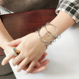 Bohemia Alloy Geometric Cuff Bracelet Statement Open Big Bangle