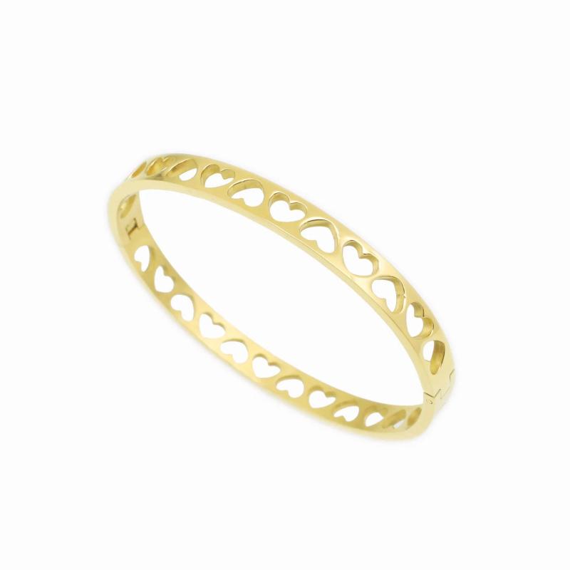 Love Charm Cuff Bangles Stainless Steel Plating 6MM Width