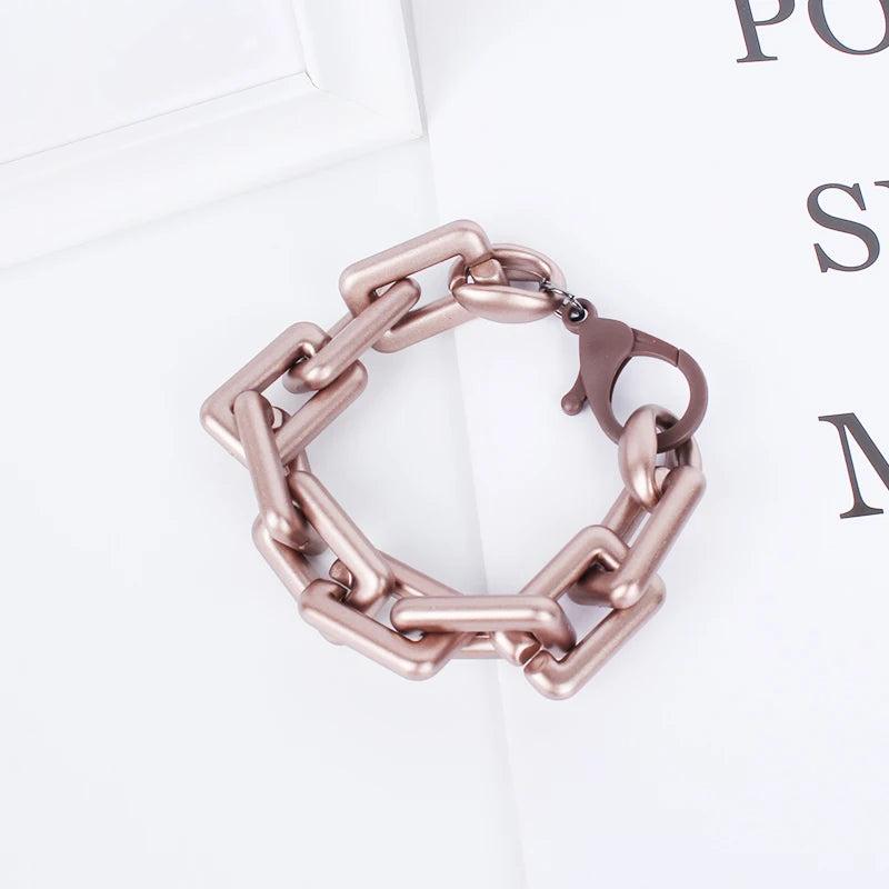Hip Hop Cuban Chain Bracelets Women Punk Style Thick Chain Charm Bangles