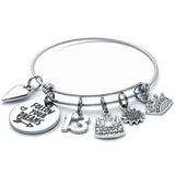 Birthday Women Girls Bracelet - Expandable Charm Bangle Gift