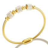 Stainless Steel Twisted Cable Charm Bracelet Bangle Zircon Wedding Jewelry